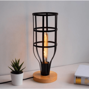 Lampe de chevet noir et bois