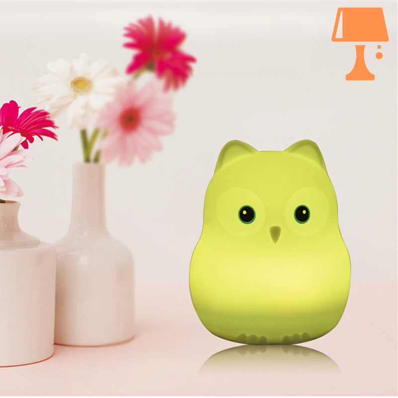 lampe-chouette-verte-tactile.jpg - Lampe de chevet de bureau