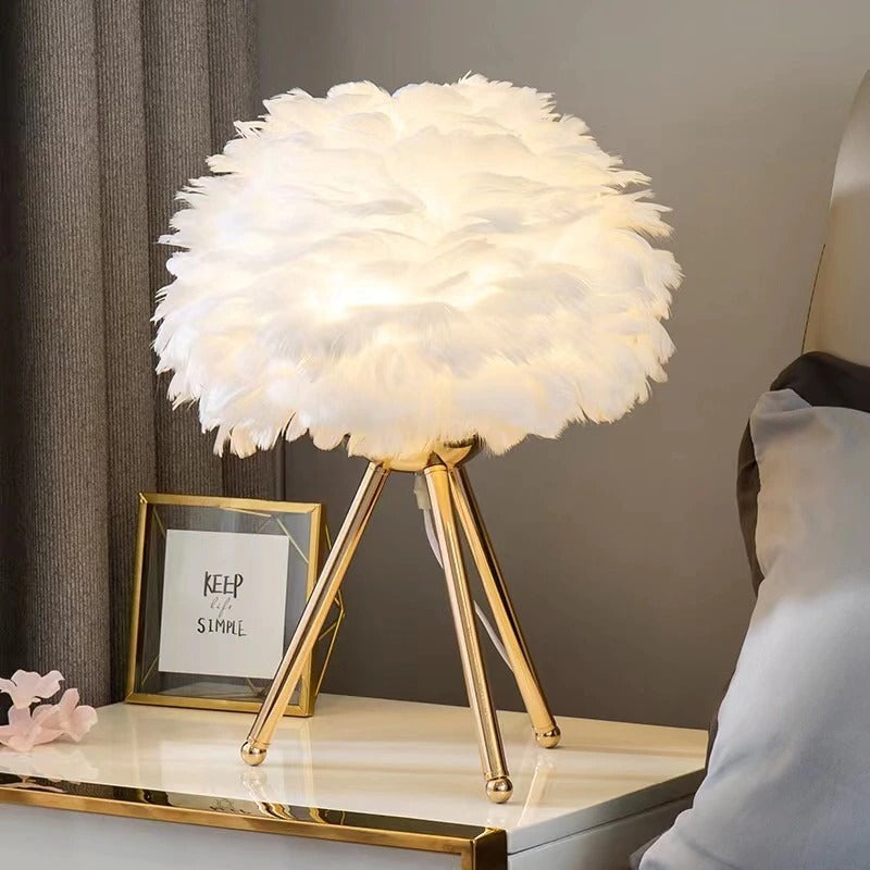 lampe-de-chevet-plume-cygne-blanche-225.jpg - Lampe de chevet de bureau