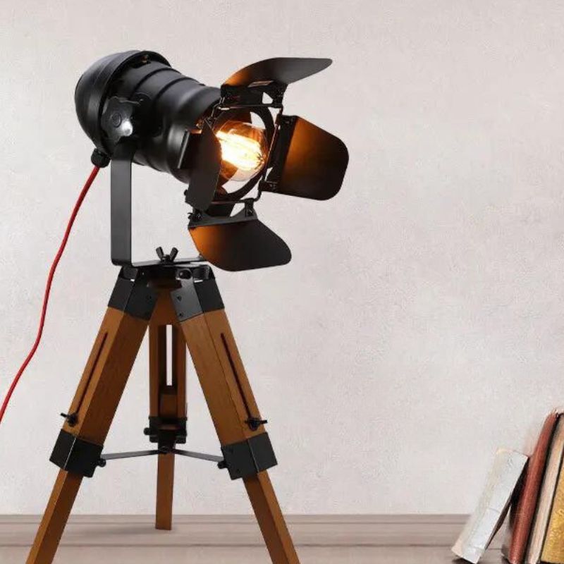 lampe-poser-bois-fer-noir-style-projecteur-vintage_1.jpg - Lampe de chevet de bureau