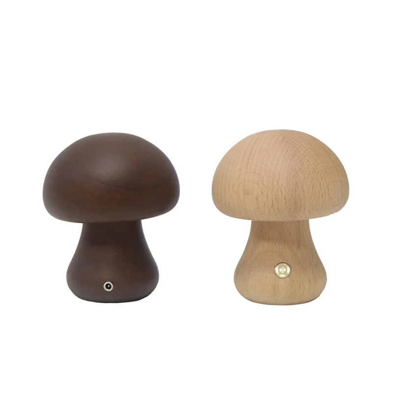 lampe-poser-bois-forme-champignon-led-05.jpg - Lampe de chevet de bureau