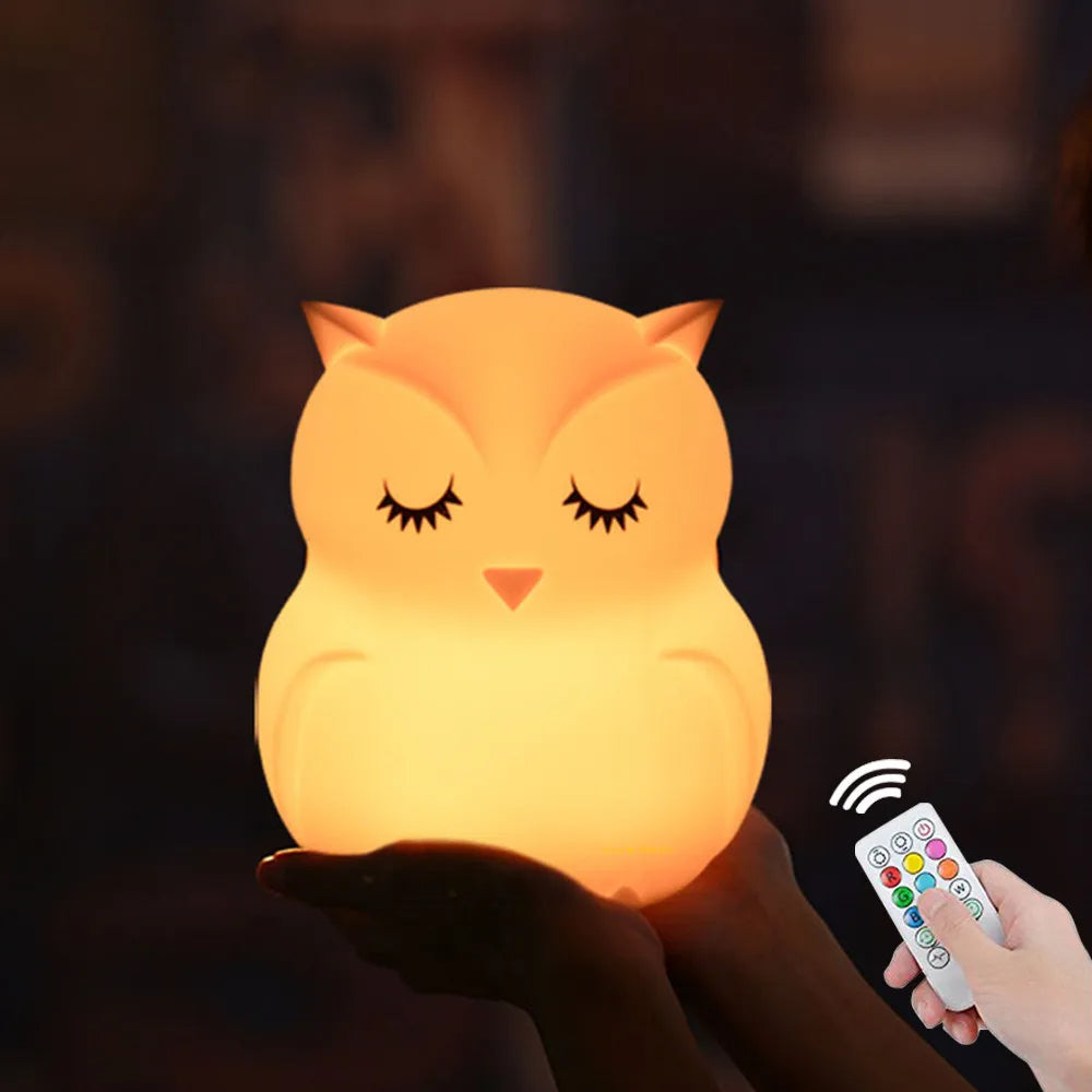 lampe-poser-enfant-forme-hibou-telecommande-02.jpg - Lampe de chevet de bureau